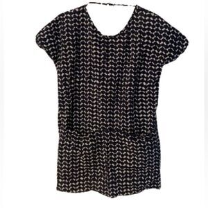 COS Navy & White Geometric Print Cotton Shift Dress Size 2 - Relaxed Loose Fit